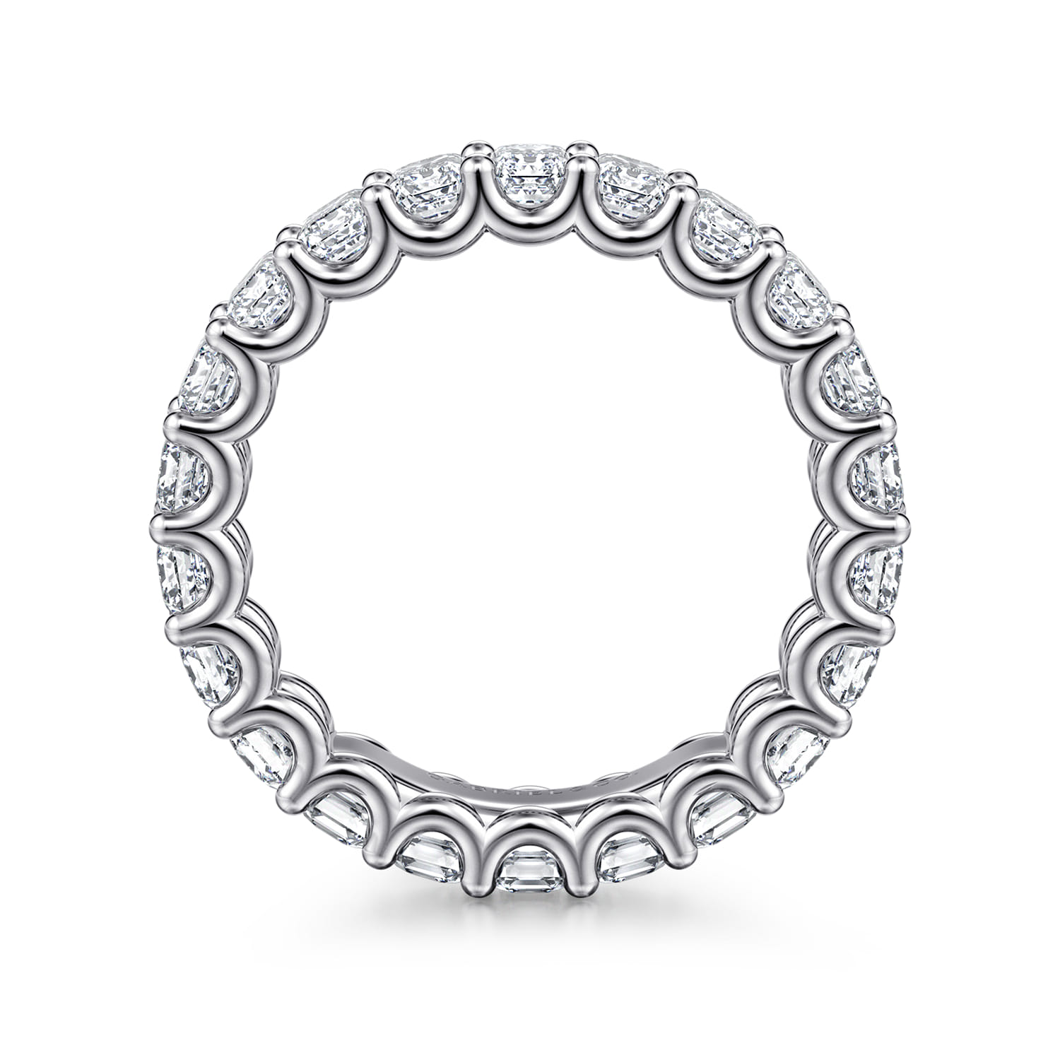Eternity Band Wedding Ring in 14k White Gold with Emerald Cut Natural Diamond at Gabriel & Co. - Shot 2