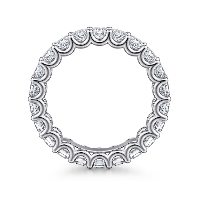 Eternity Band Wedding Ring in 14k White Gold with Emerald Cut Natural Diamond at Gabriel & Co. - Shot 2