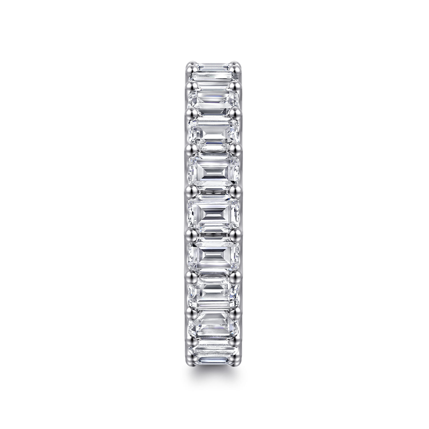 Eternity Band Wedding Ring in 14k White Gold with Emerald Cut Natural Diamond at Gabriel & Co. - Shot 4