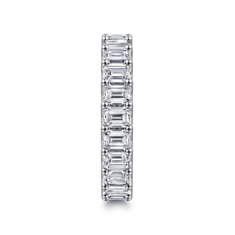 Eternity Band Wedding Ring in 14k White Gold with Emerald Cut Natural Diamond at Gabriel & Co. - Shot 4