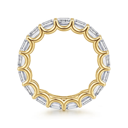 Mariposa - 14K Yellow Gold Scallop Setting East West Emerald Cut Diamond Eternity Band