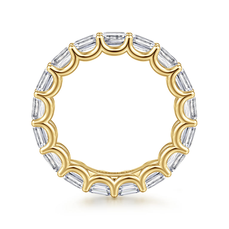 Eternity Band Wedding Ring in 14k Yellow Gold with Emerald Cut Natural Diamond at Gabriel & Co. - Shot 2