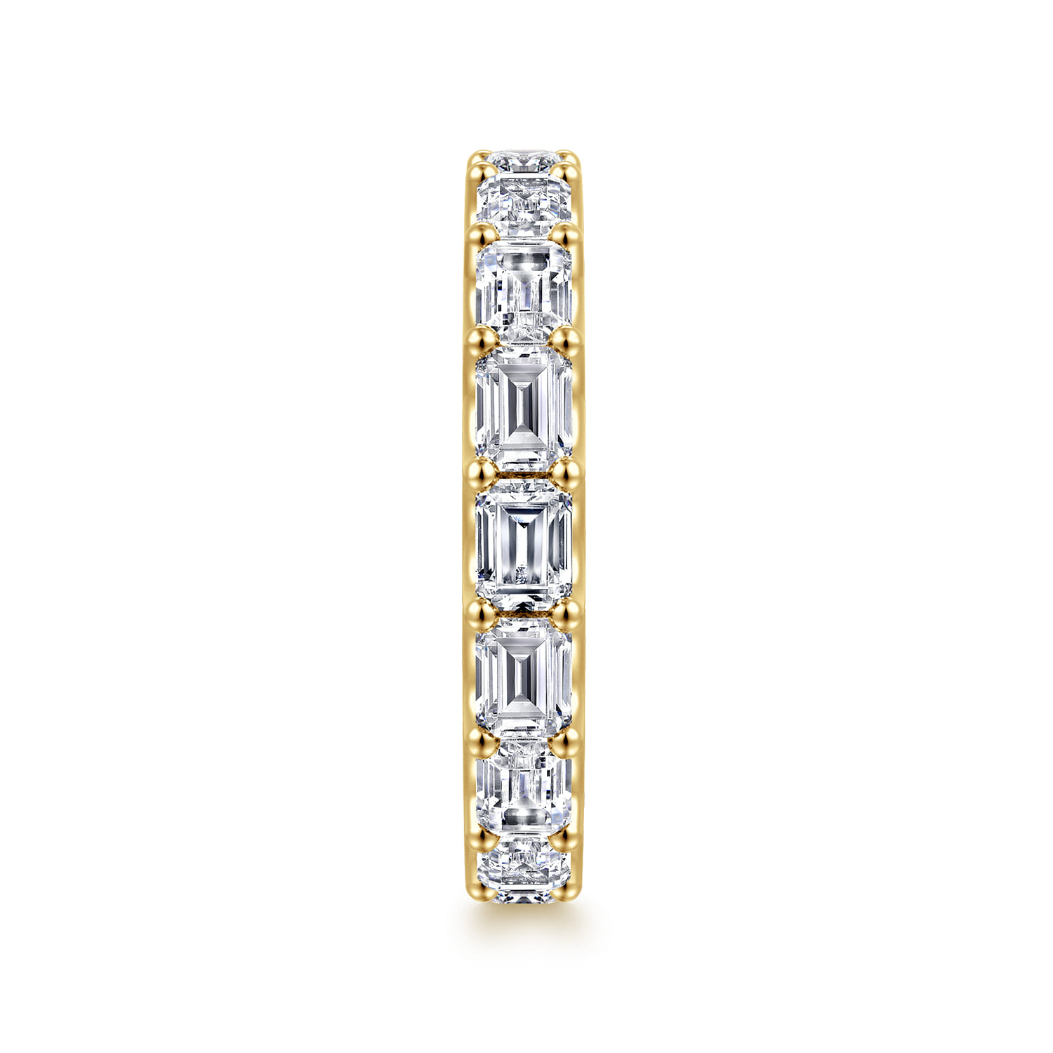 Eternity Band Wedding Ring in 14k Yellow Gold with Emerald Cut Natural Diamond at Gabriel & Co. - Shot 4
