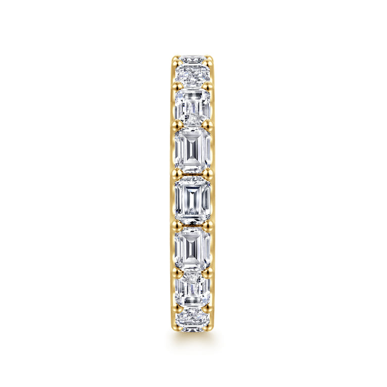 Eternity Band Wedding Ring in 14k Yellow Gold with Emerald Cut Natural Diamond at Gabriel & Co. - Shot 4