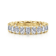 Mariposa - 14K Yellow Gold Scallop Setting Emerald Cut Diamond Eternity Band