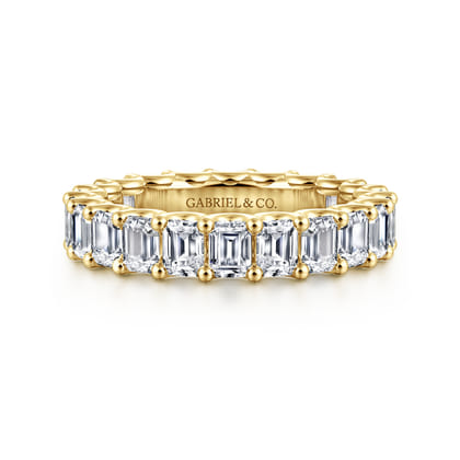 Mariposa - 14K Yellow Gold Scallop Setting Emerald Cut Diamond Eternity Band