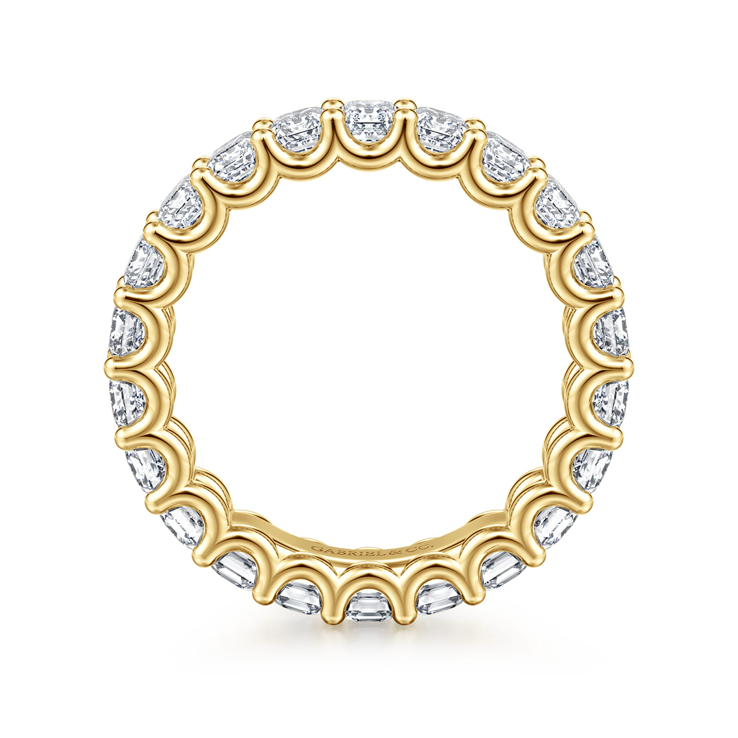 Eternity Band Wedding Ring in 14k Yellow Gold with Emerald Cut Natural Diamond at Gabriel & Co. - Shot 2