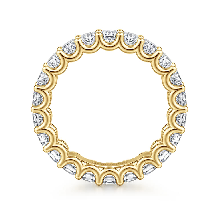 Eternity Band Wedding Ring in 14k Yellow Gold with Emerald Cut Natural Diamond at Gabriel & Co. - Shot 2