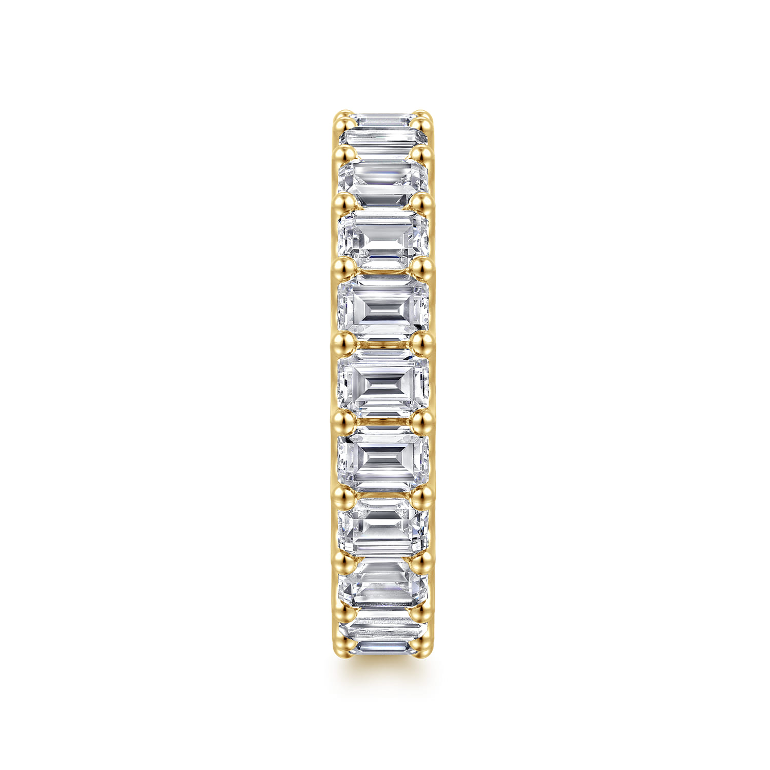 Eternity Band Wedding Ring in 14k Yellow Gold with Emerald Cut Natural Diamond at Gabriel & Co. - Shot 4