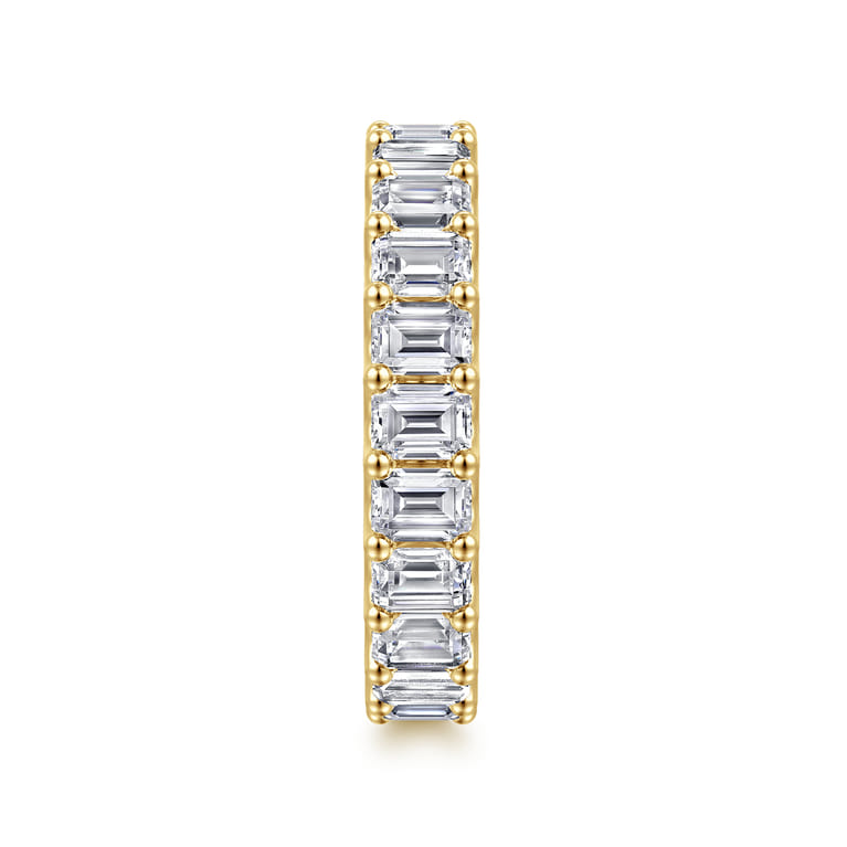 Eternity Band Wedding Ring in 14k Yellow Gold with Emerald Cut Natural Diamond at Gabriel & Co. - Shot 4
