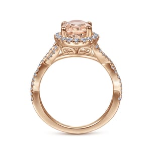 Marissa - 14K Rose Gold Morganite and Diamond Halo Engagement Ring