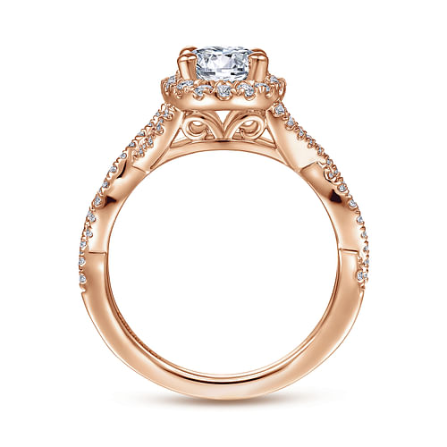 Marissa - 14K Rose Gold Oval Halo Diamond Engagement Ring - 0.39 ct - Shot 2