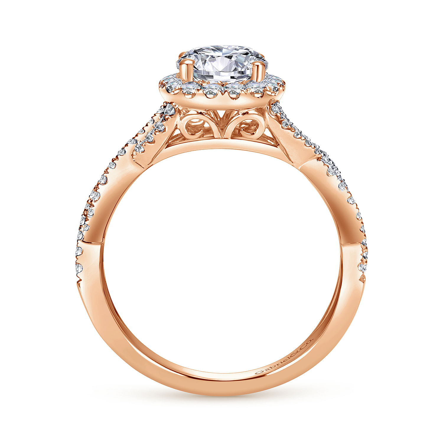 Marissa - 14K Rose Gold Round Halo Diamond Engagement Ring - 0.39 ct - Shot 2