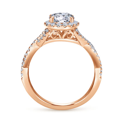 Marissa - 14K Rose Gold Round Halo Diamond Engagement Ring
