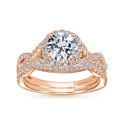 Marissa - 14K Rose Gold Round Halo Diamond Engagement Ring