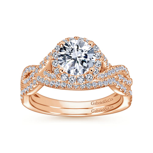 Marissa - 14K Rose Gold Round Halo Diamond Engagement Ring - 0.39 ct - Shot 4