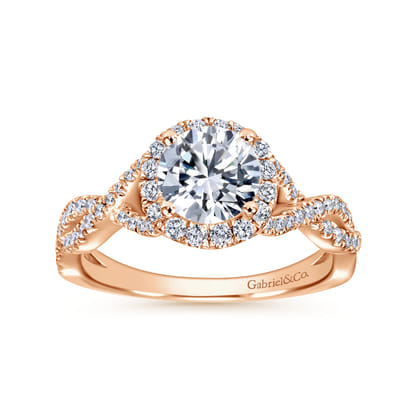 Marissa - 14K Rose Gold Round Halo Diamond Engagement Ring