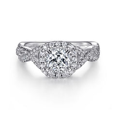 Marissa - 14K White Gold Cushion Halo Diamond Engagement Ring