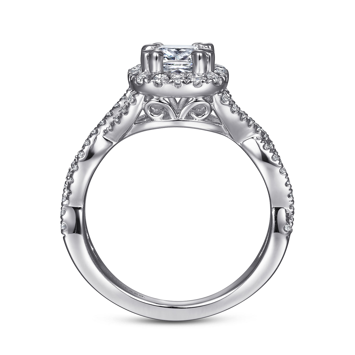 Marissa - 14K White Gold Cushion Halo Diamond Engagement Ring - 0.38 ct - Shot 2