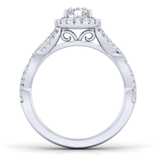 Marissa - 14K White Gold Marquise Halo Diamond Engagement Ring - 0.43 ct - Shot 2