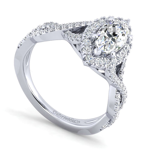 Marissa - 14K White Gold Marquise Halo Diamond Engagement Ring - 0.43 ct - Shot 3
