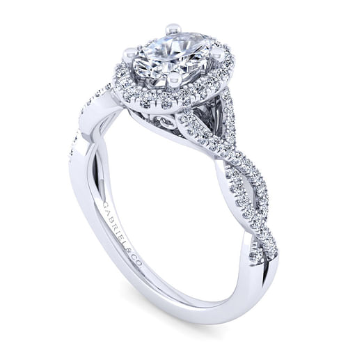 Marissa - 14K White Gold Oval Halo Diamond Engagement Ring - 0.27 ct - Shot 3
