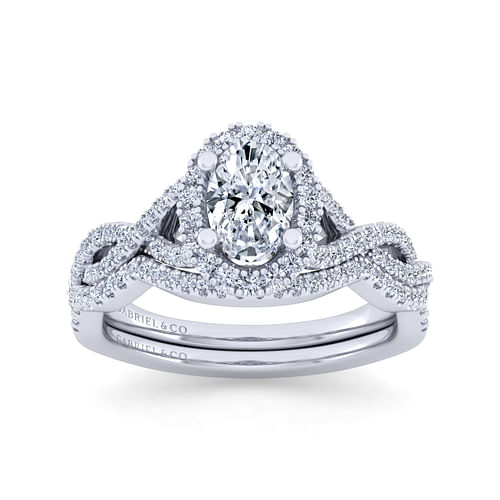 Marissa - 14K White Gold Oval Halo Diamond Engagement Ring - 0.27 ct - Shot 4