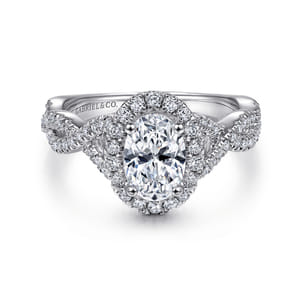 Marissa - 14K White Gold Oval Halo Diamond Engagement Ring