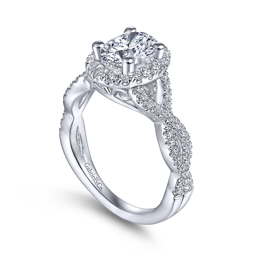 Marissa - 14K White Gold Oval Halo Diamond Engagement Ring - 0.39 ct - Shot 3