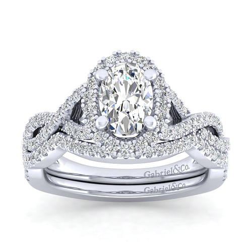 Marissa - 14K White Gold Oval Halo Diamond Engagement Ring - 0.39 ct - Shot 4