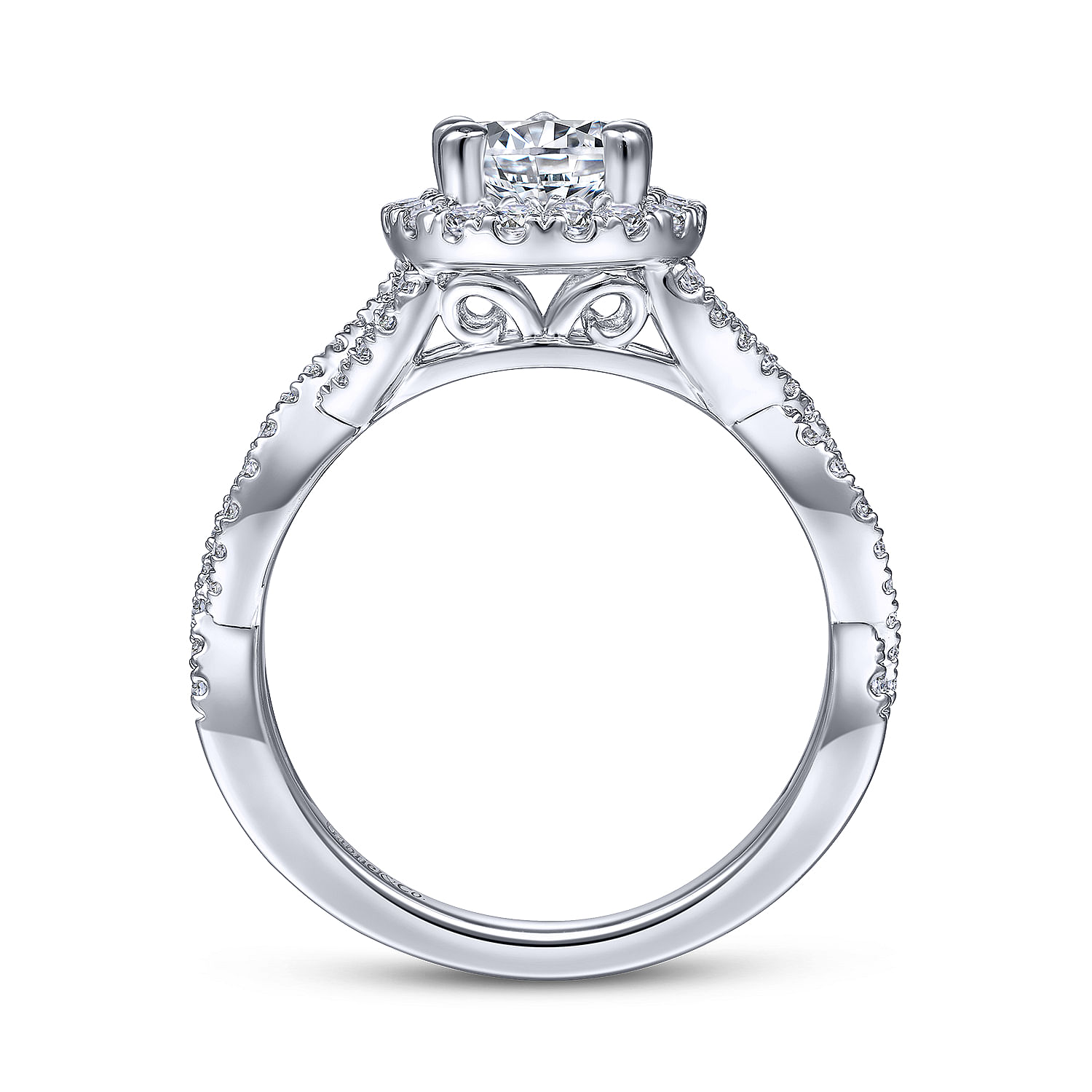 Marissa - 14K White Gold Pear Shape Halo Diamond Engagement Ring - 0.41 ct - Shot 2