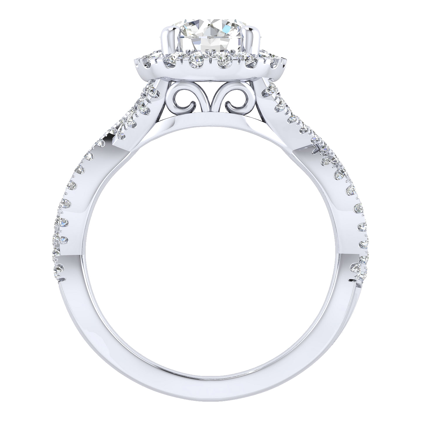 Marissa - 14K White Gold Round Halo Diamond Engagement Ring - 0.42 ct - Shot 2