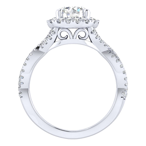 Marissa - 14K White Gold Round Halo Diamond Engagement Ring - 0.42 ct - Shot 2