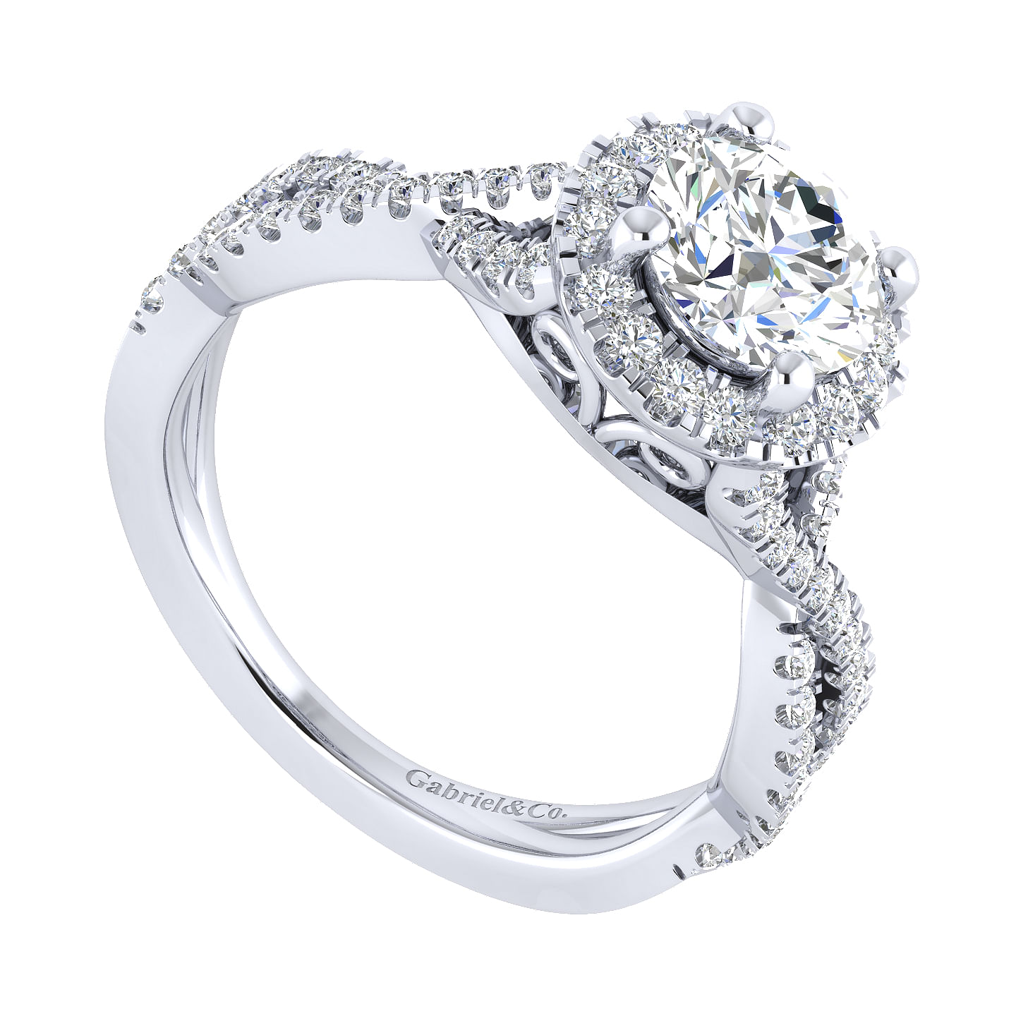 Marissa - 14K White Gold Round Halo Diamond Engagement Ring - 0.42 ct - Shot 3