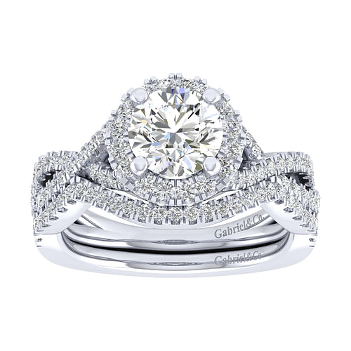 Marissa - 14K White Gold Round Halo Diamond Engagement Ring - 0.42 ct - Shot 4
