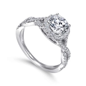 Marissa - 14K White Gold Round Halo Diamond Engagement Ring