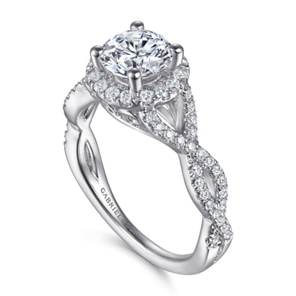 Marissa - 14K White Gold Round Halo Diamond Engagement Ring