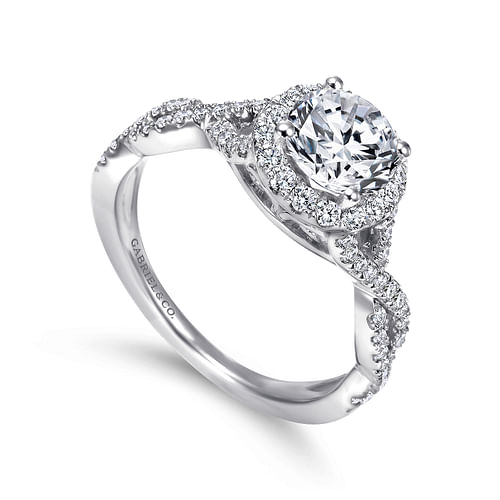 Marissa - 14K White Gold Round Halo Diamond Engagement Ring - 0.39 ct - Shot 3