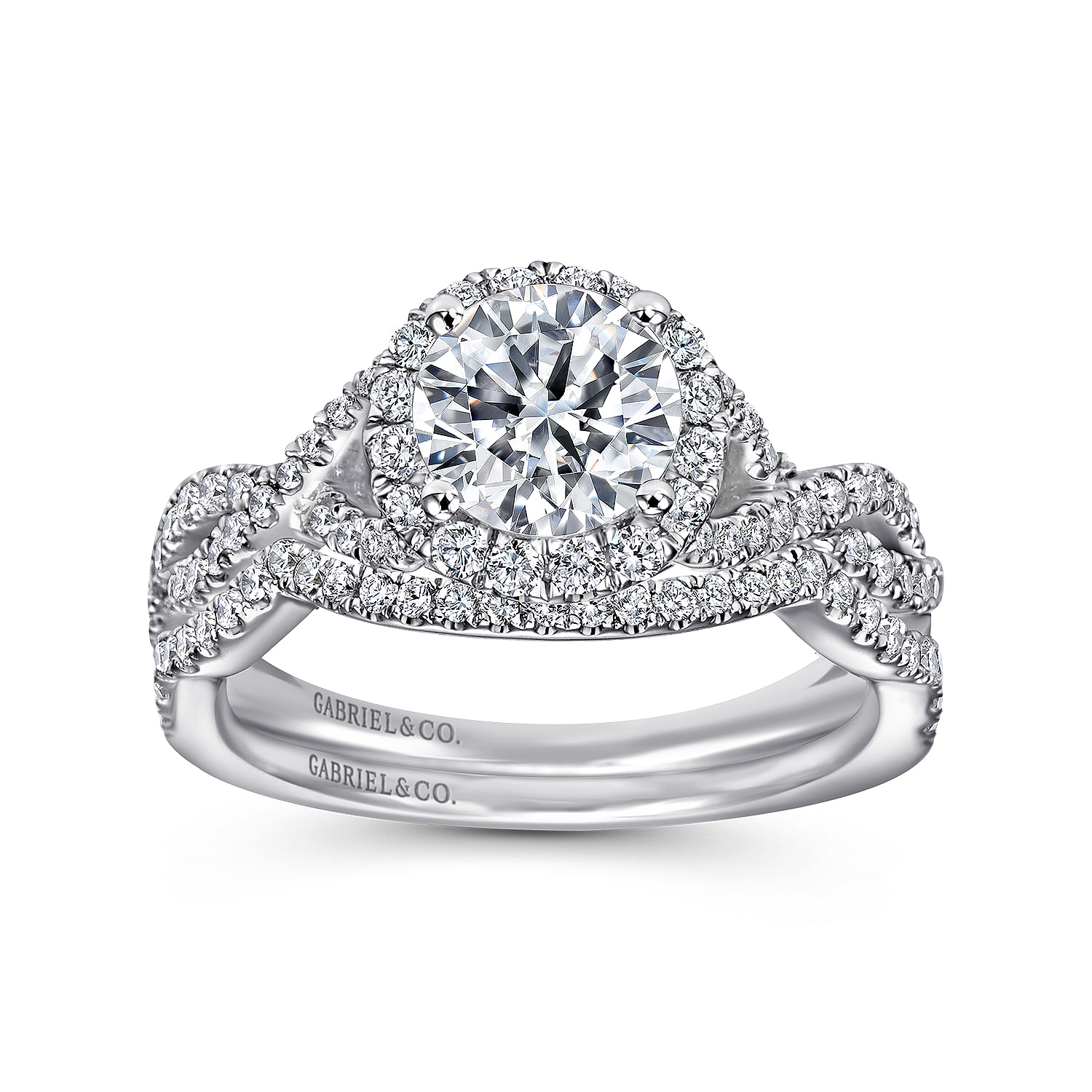 Marissa - 14K White Gold Round Halo Diamond Engagement Ring