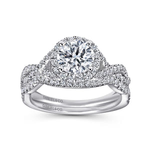 Marissa - 14K White Gold Round Halo Diamond Engagement Ring