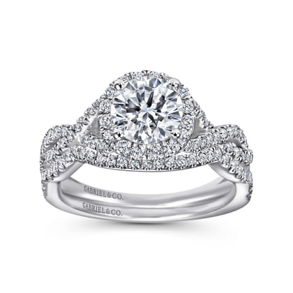 Marissa - 14K White Gold Round Halo Diamond Engagement Ring