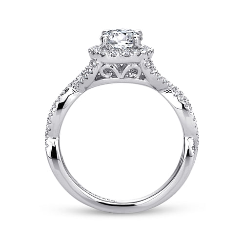 Marissa - 14K White Gold Round Halo Diamond Engagement Ring - 0.28 ct - Shot 2