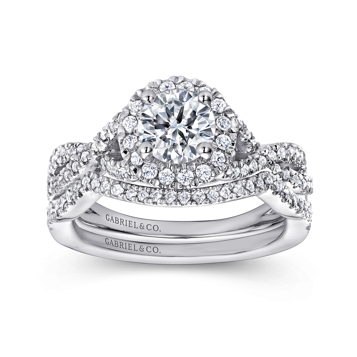 Marissa - 14K White Gold Round Halo Diamond Engagement Ring - 0.28 ct - Shot 4