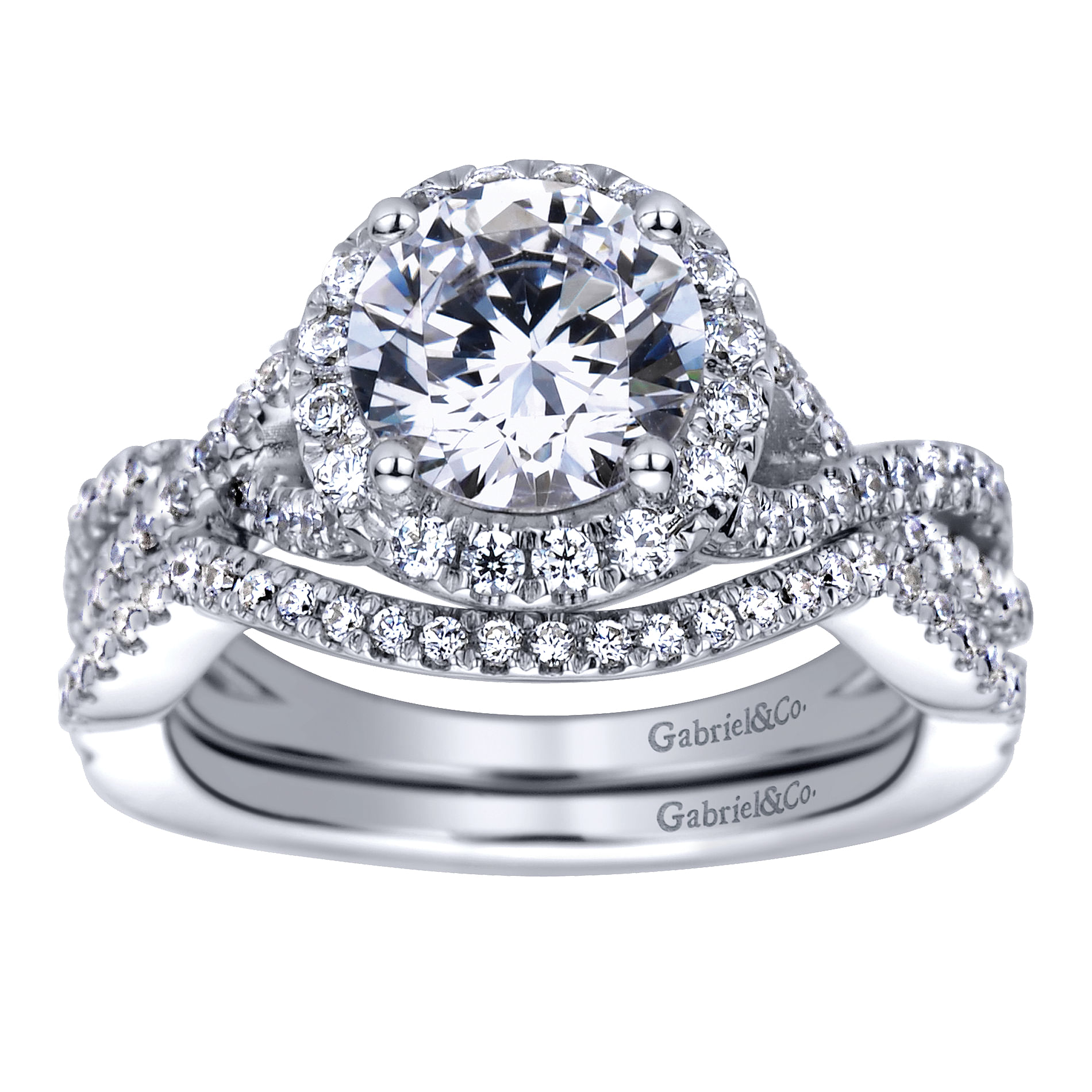 Marissa - 14K White Gold Round Halo Diamond Engagement Ring - 0.44 ct - Shot 4