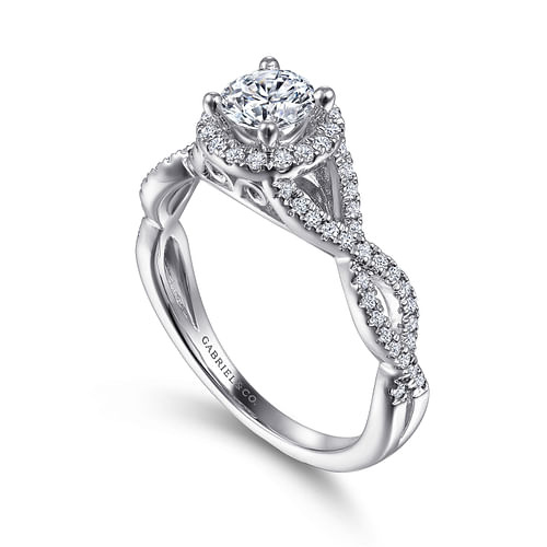 Marissa - 14K White Gold Round Halo Diamond Engagement Ring - 0.23 ct - Shot 3