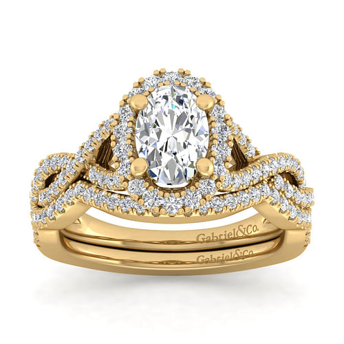 Marissa - 14K Yellow Gold Oval Halo Diamond Engagement Ring - 0.39 ct - Shot 4