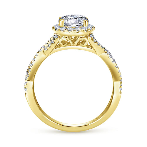 Marissa - 14K Yellow Gold Round Halo Diamond Engagement Ring - 0.39 ct - Shot 2