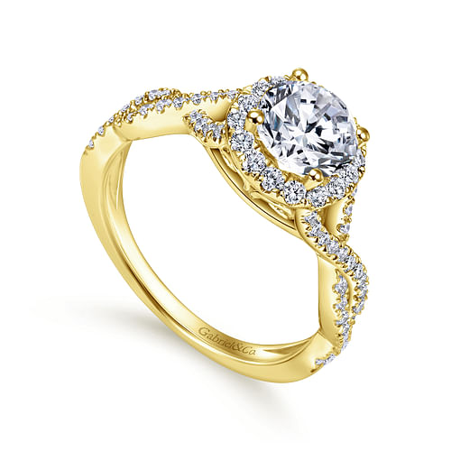 Marissa - 14K Yellow Gold Round Halo Diamond Engagement Ring - 0.39 ct - Shot 3