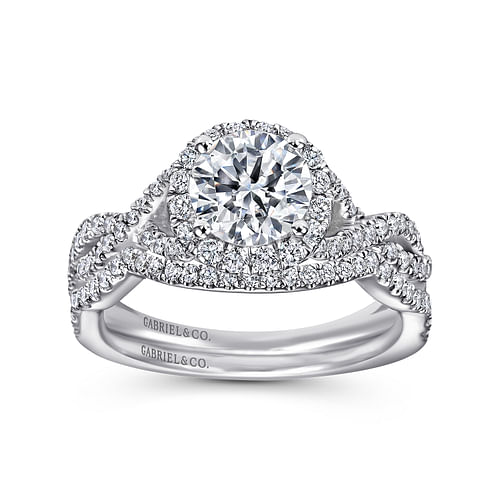Marissa - Platinum Round Halo Diamond Engagement Ring - 0.39 ct - Shot 4