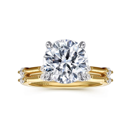 Marline - 14K White -Yellow Gold Round Diamond Engagement Ring